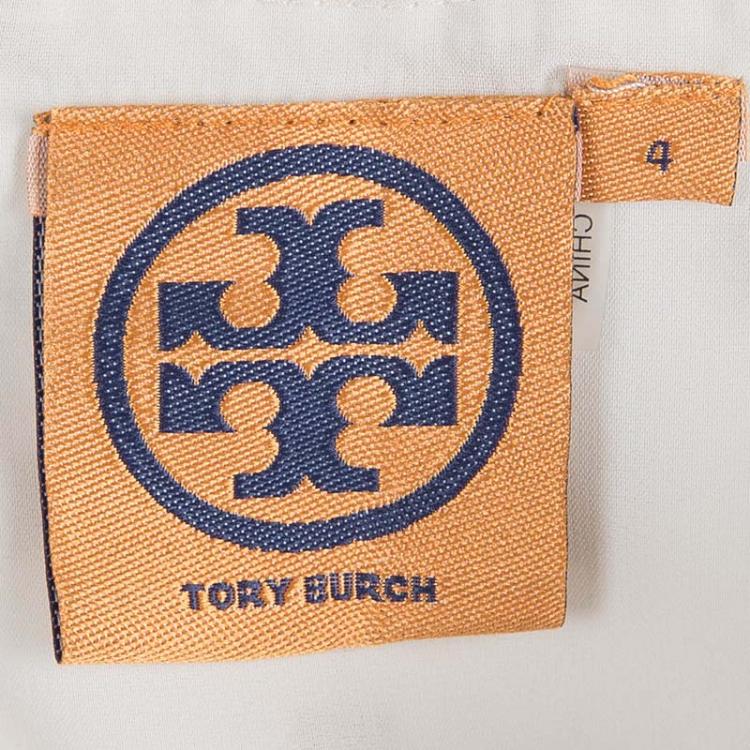 Pre Owned Tory Burch Cream Embroidered Sleeveless Tiered Dress S