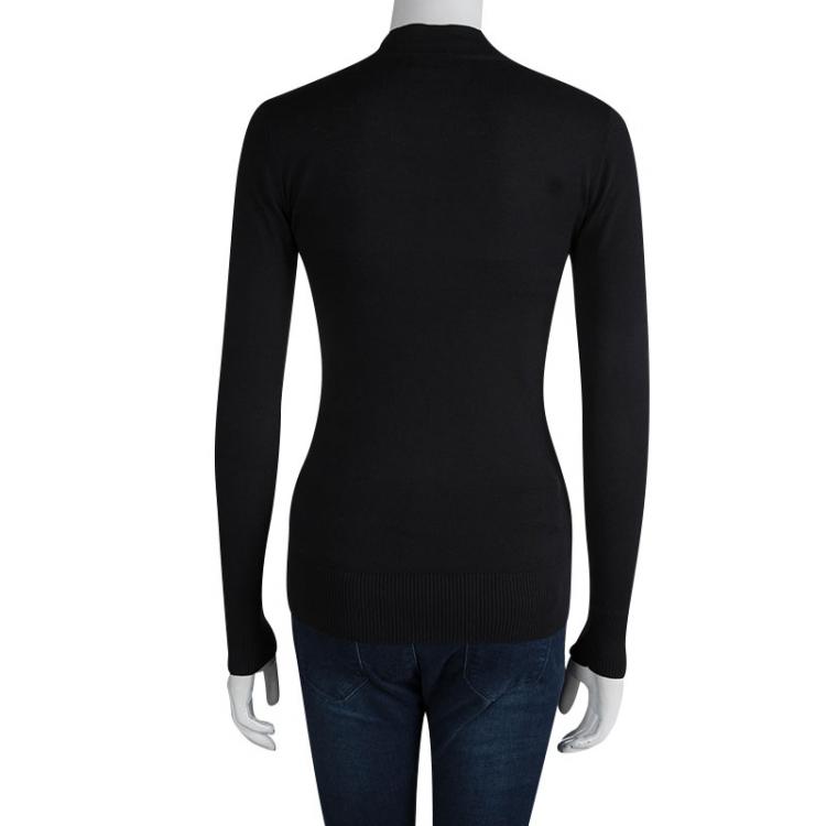 Pre Owned Tory Burch Black Logo Button Detail Cardigan XS