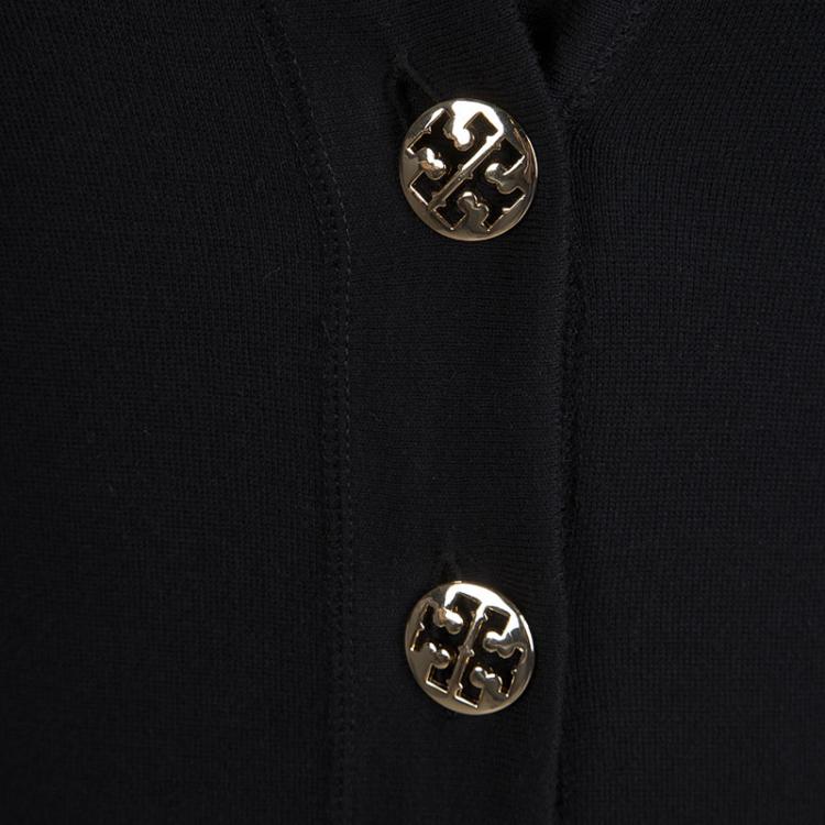 Pre Owned Tory Burch Black Logo Button Detail Cardigan XS