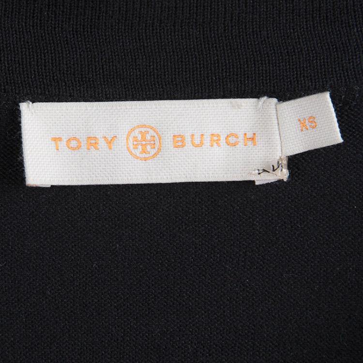 Pre Owned Tory Burch Black Logo Button Detail Cardigan XS