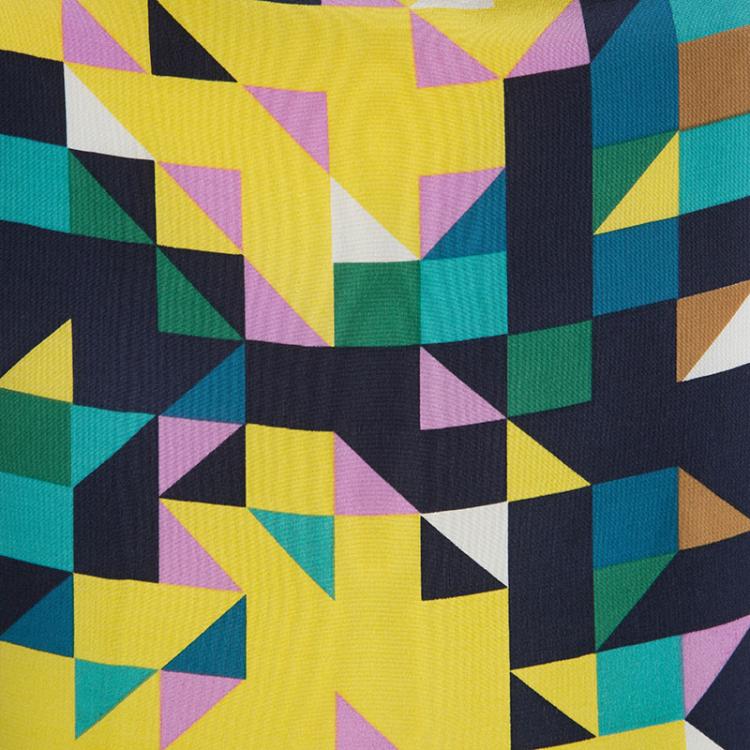 Pre Owned Tory Burch Multicolor Geometric Printed Silk Embellished Sleeveless Top XL