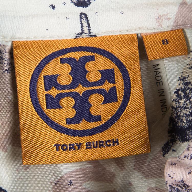 Pre Owned Tory Burch Multicolor Printed Silk Long Sleeve Top M