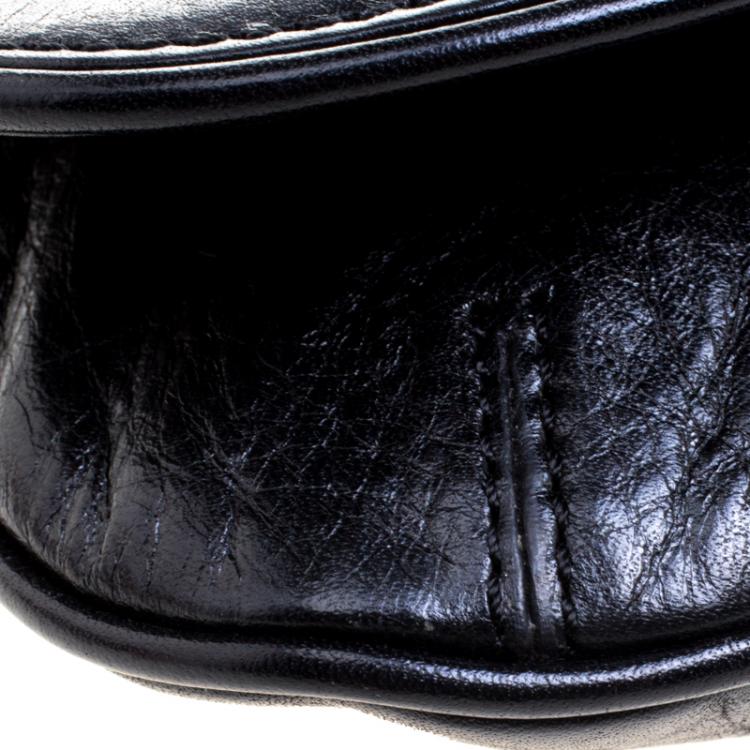 Pre Owned Tory Burch Black Leather Reva Logo Crossbody Bag