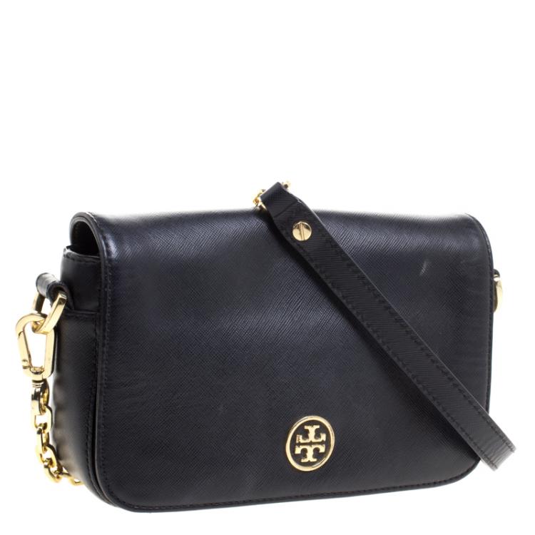 Pre Owned Tory Burch Black Leather Robinson Crossbody Bag