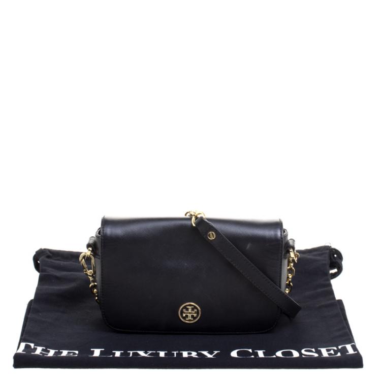 Pre Owned Tory Burch Black Leather Robinson Crossbody Bag