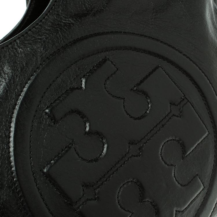 Pre Owned Tory Burch Black Leather Bombe Tote