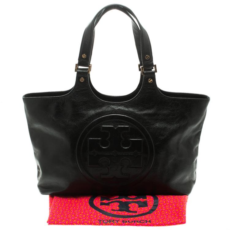 Pre Owned Tory Burch Black Leather Bombe Tote