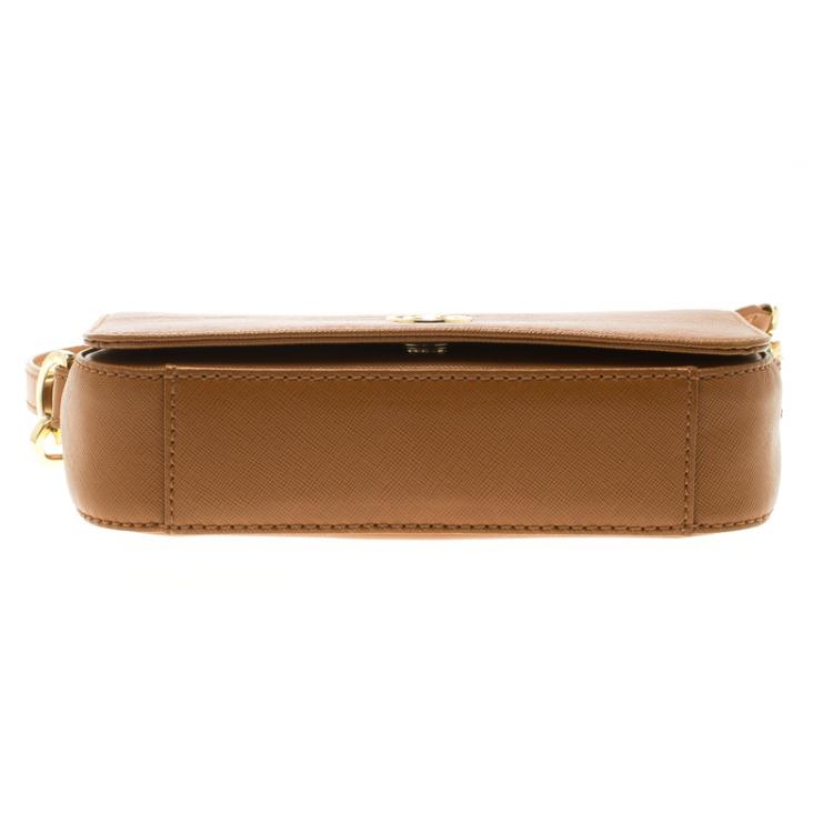 Pre Owned Tory Burch Brown Leather Mini Robinson Chain Shoulder Bag