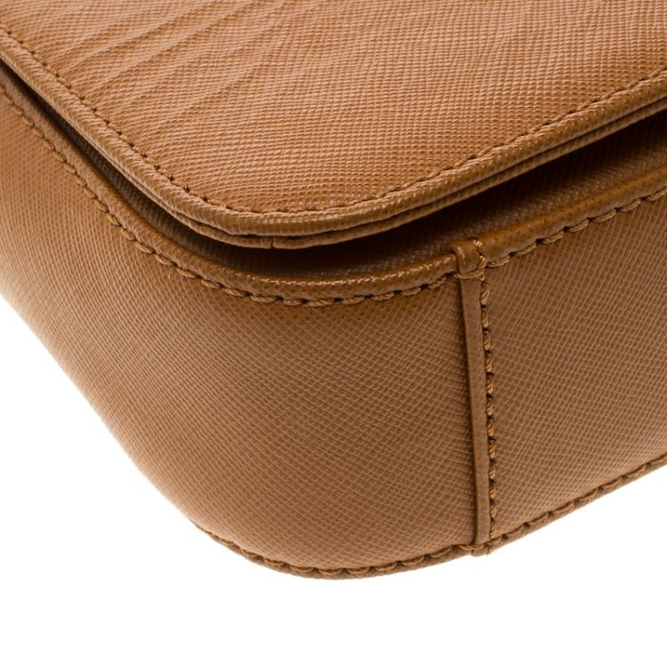 Pre Owned Tory Burch Brown Leather Mini Robinson Chain Shoulder Bag