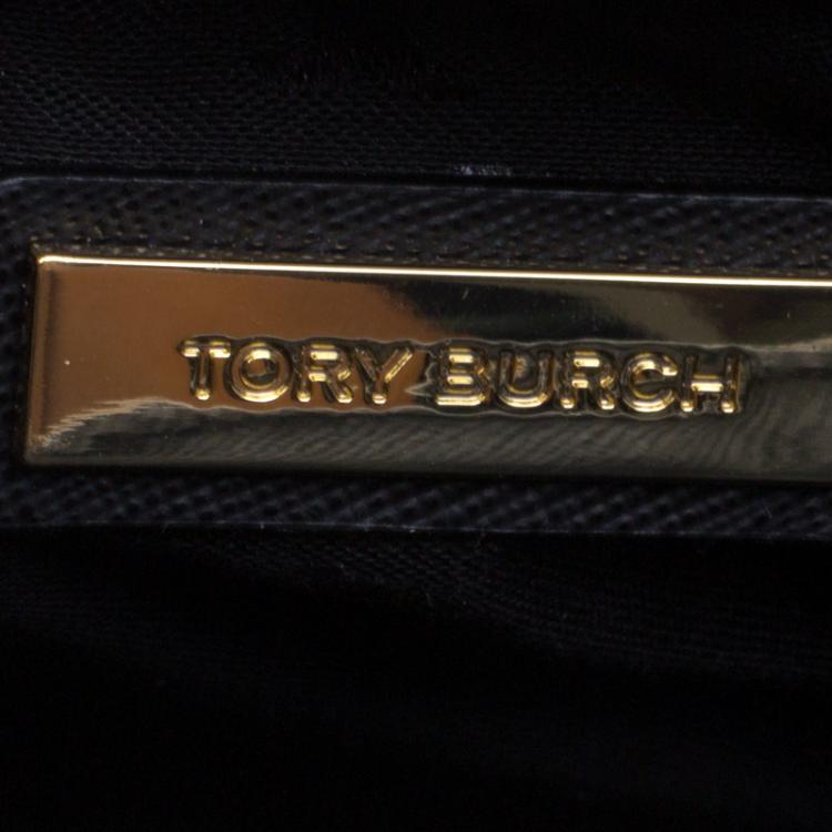 Pre Owned Tory Burch Black Woven Leather Robinson Tote