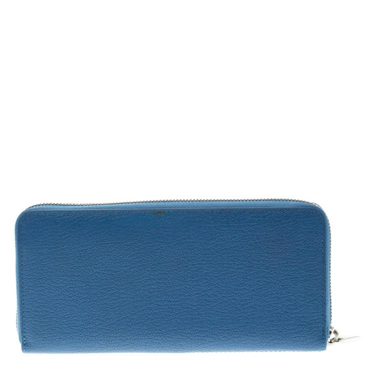 Pre Owned Tumi Blue Leather Chelsea Zip Around Continental Wallet