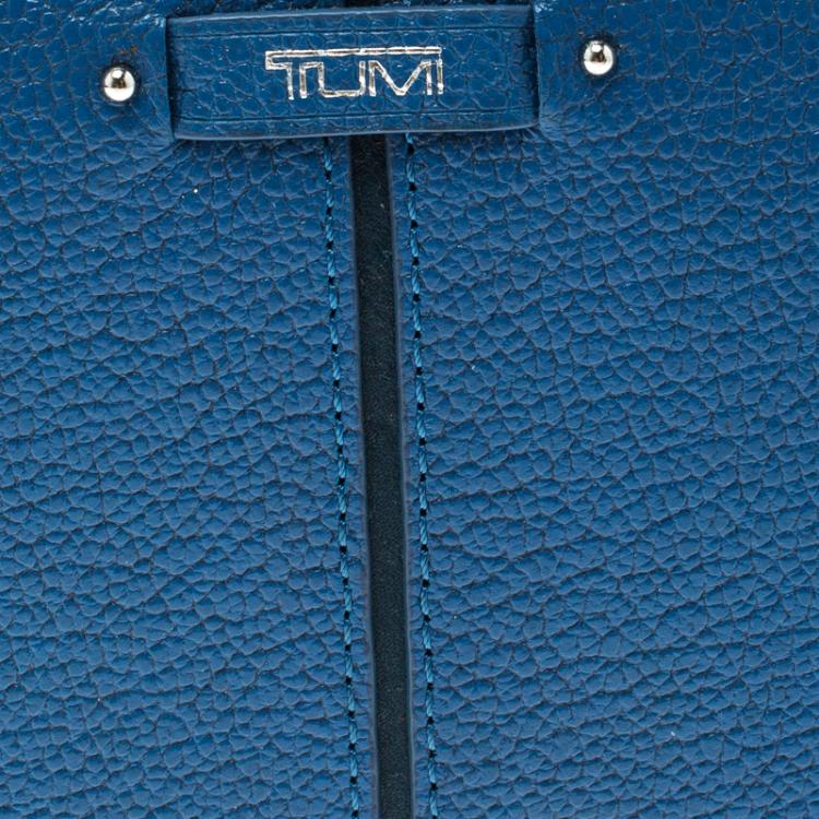 Pre Owned Tumi Blue Leather Chelsea Zip Around Continental Wallet