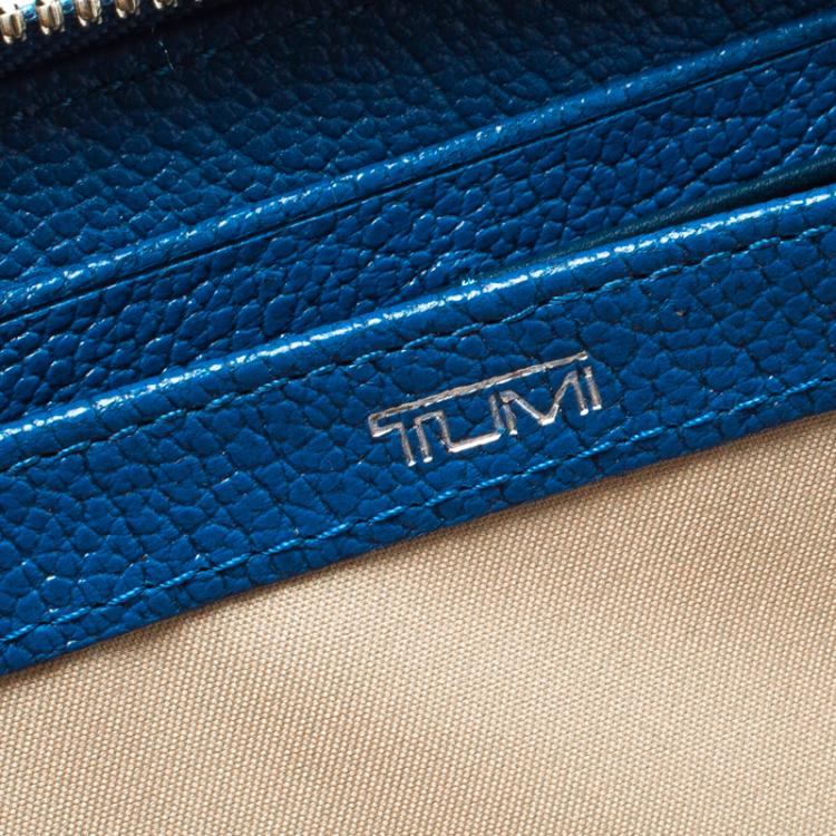 Pre Owned Tumi Blue Leather Chelsea Zip Around Continental Wallet