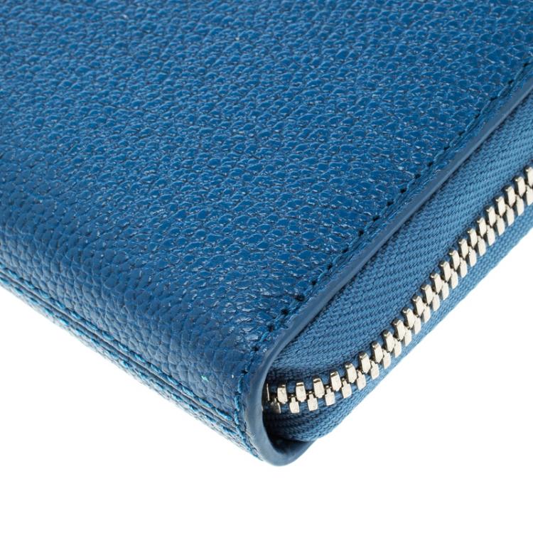 Pre Owned Tumi Blue Leather Chelsea Zip Around Continental Wallet