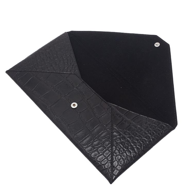 Pre Owned Tumi Black Crocodile Embossed Envelope Pouch