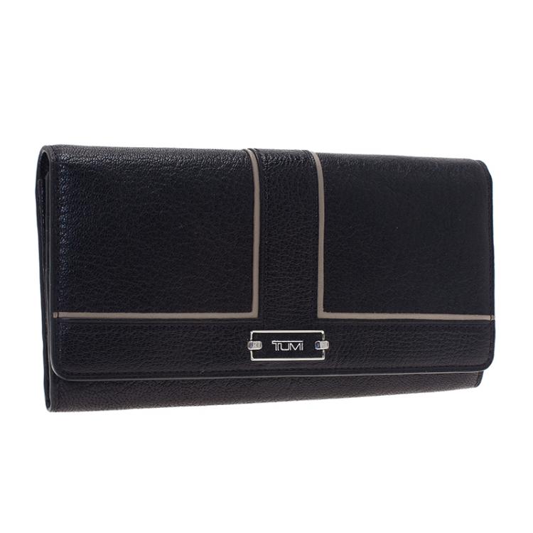 Pre Owned Tumi Black Leather Chelsea Continental Flap Wallet
