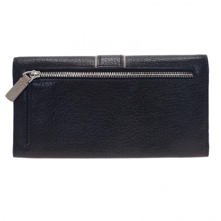 Pre Owned Tumi Black Leather Chelsea Continental Flap Wallet