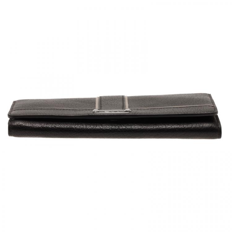 Pre Owned Tumi Black Leather Chelsea Continental Flap Wallet