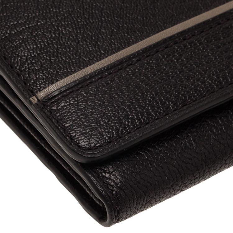 Pre Owned Tumi Black Leather Chelsea Continental Flap Wallet