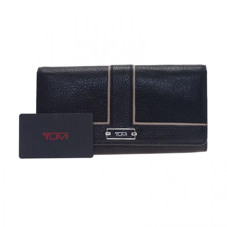 Pre Owned Tumi Black Leather Chelsea Continental Flap Wallet