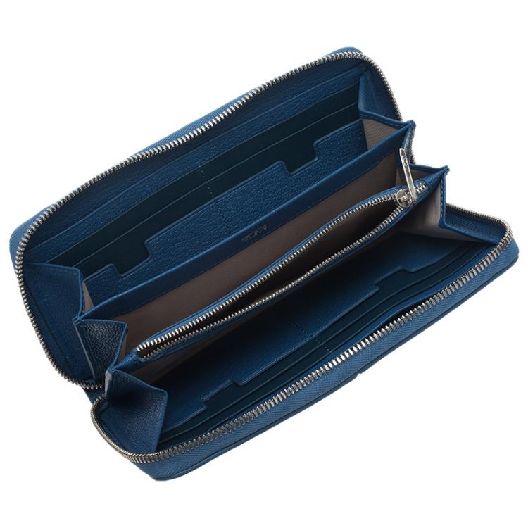 Pre Owned Tumi Blue Leather Zip Around Wallet