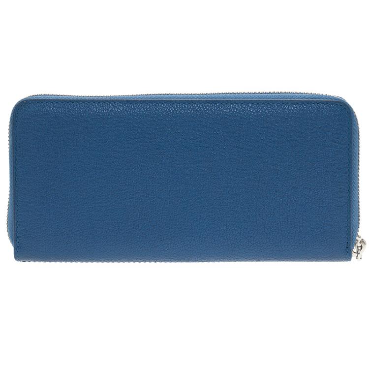 Pre Owned Tumi Blue Leather Zip Around Wallet
