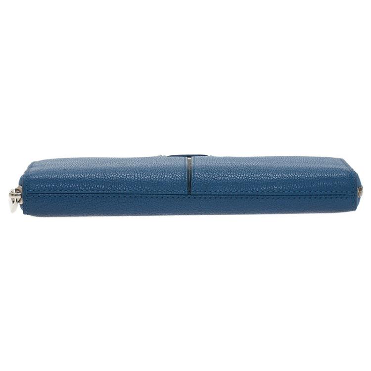 Pre Owned Tumi Blue Leather Zip Around Wallet