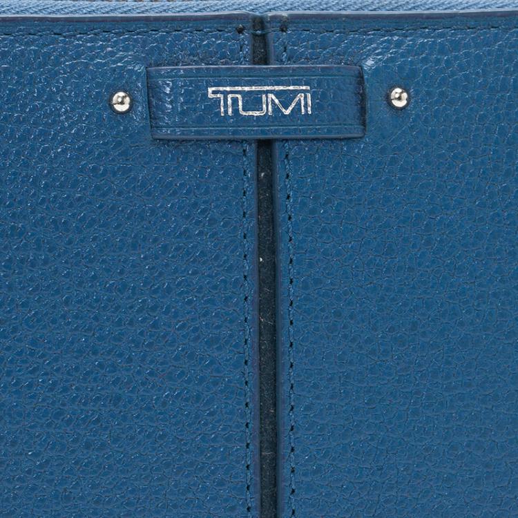 Pre Owned Tumi Blue Leather Zip Around Wallet