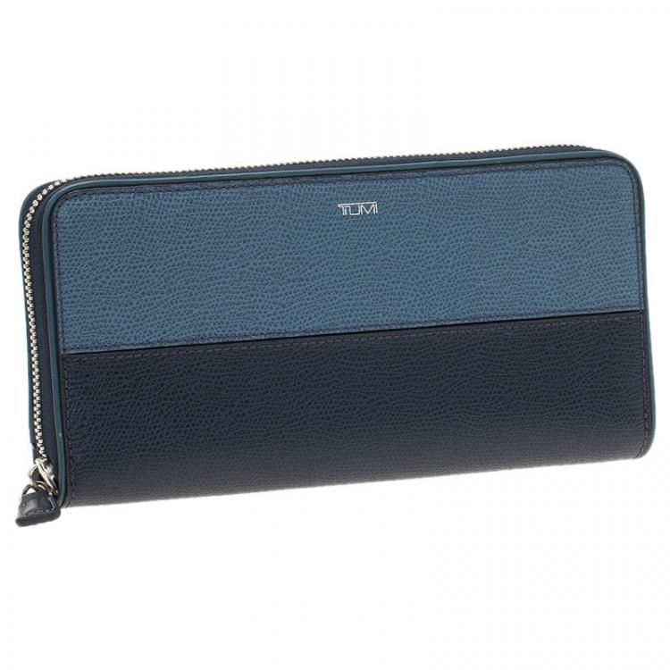 Pre Owned Tumi Blue Leather Zip Around Wallet