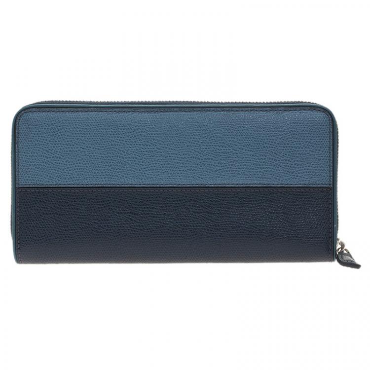 Pre Owned Tumi Blue Leather Zip Around Wallet