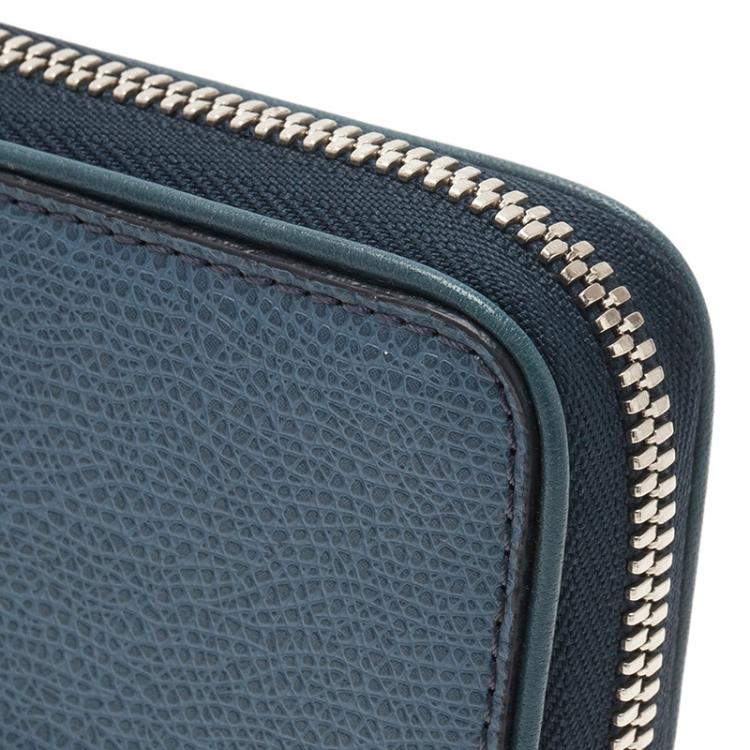 Pre Owned Tumi Blue Leather Zip Around Wallet