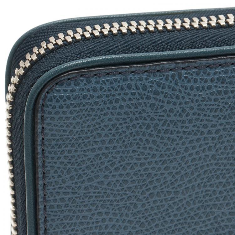Pre Owned Tumi Blue Leather Zip Around Wallet