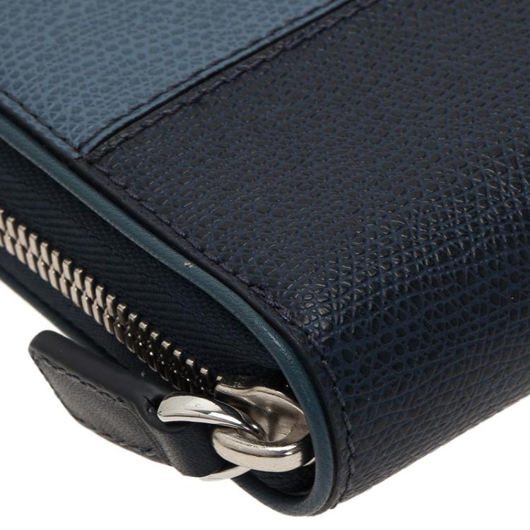 Pre Owned Tumi Blue Leather Zip Around Wallet