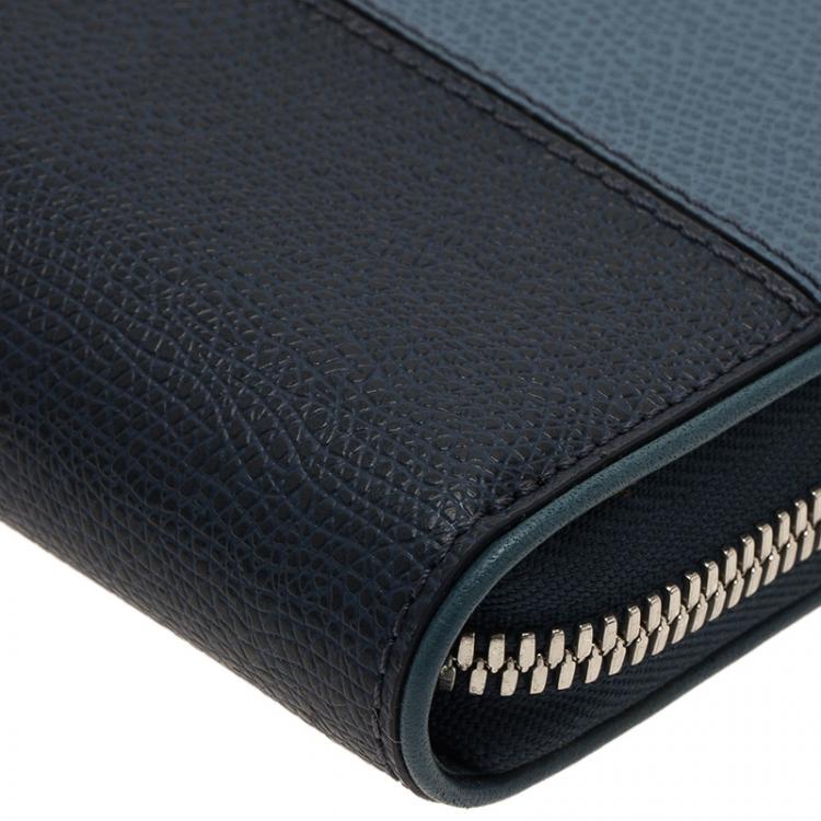 Pre Owned Tumi Blue Leather Zip Around Wallet