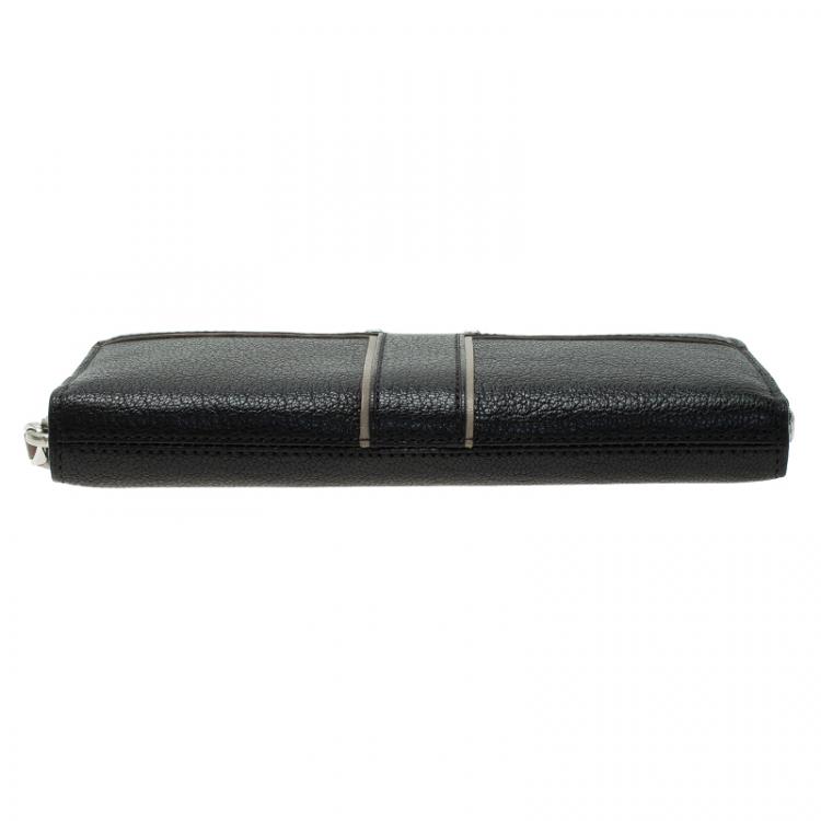Pre Owned Tumi Black Leather Zip Around Wallet