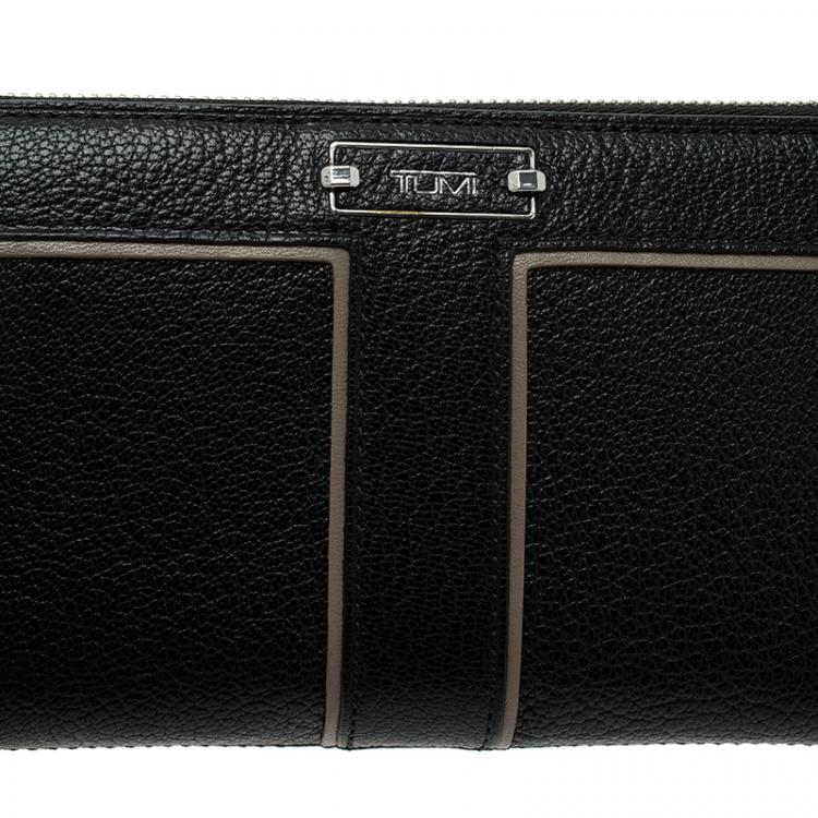 Pre Owned Tumi Black Leather Zip Around Wallet