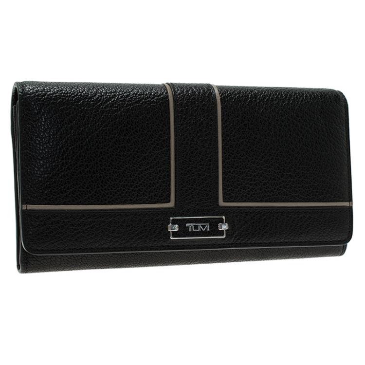 Pre Owned Tumi Black Leather Chelsea Continental Flap Wallet