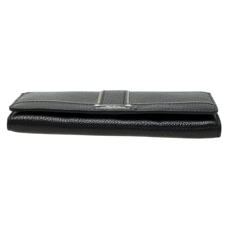 Pre Owned Tumi Black Leather Chelsea Continental Flap Wallet
