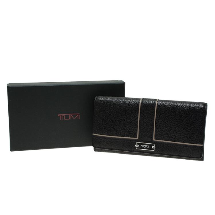 Pre Owned Tumi Black Leather Chelsea Continental Flap Wallet