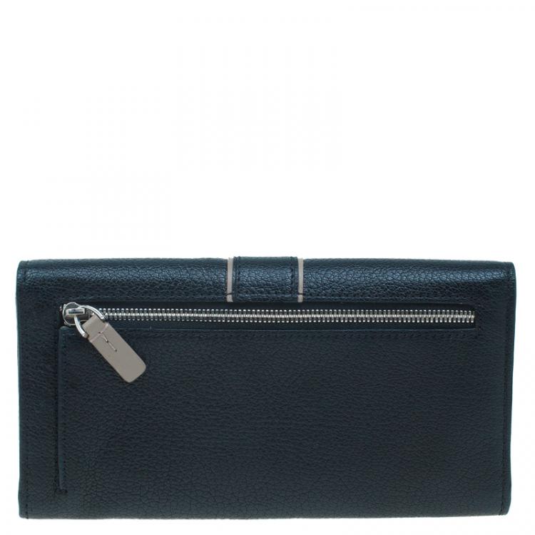 Pre Owned Tumi Black Leather Chelsea Continental Flap Wallet