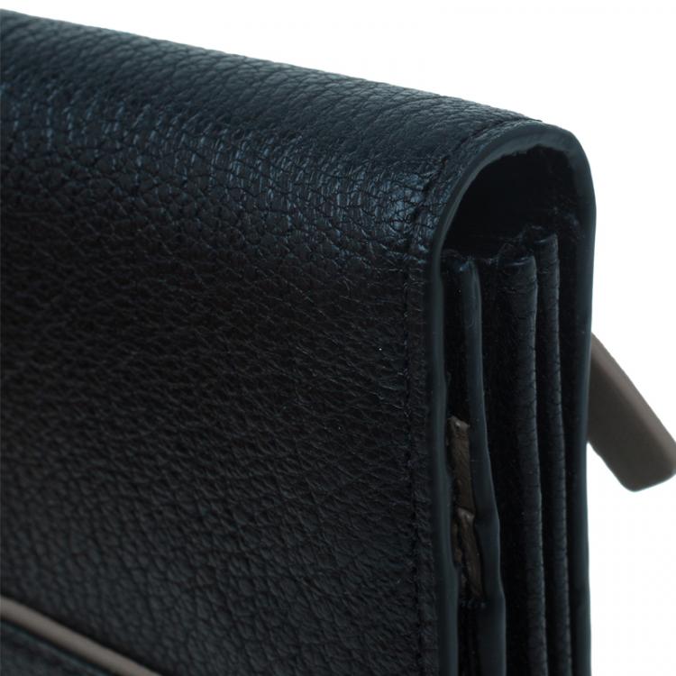 Pre Owned Tumi Black Leather Chelsea Continental Flap Wallet