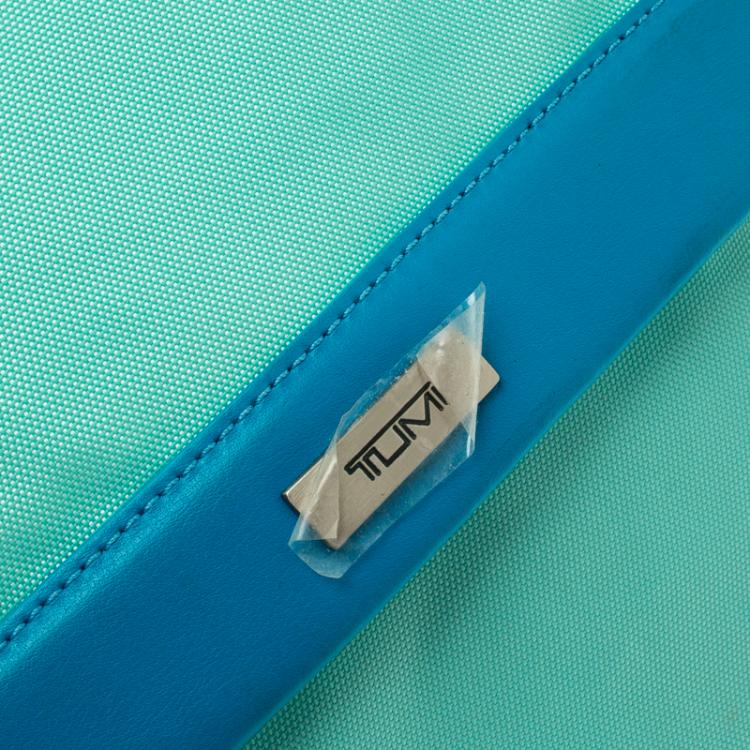 Pre Owned Tumi Mint Blue Nylon Crossbody Flap Bag