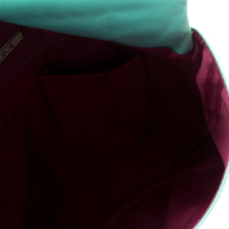 Pre Owned Tumi Mint Blue Nylon Crossbody Flap Bag