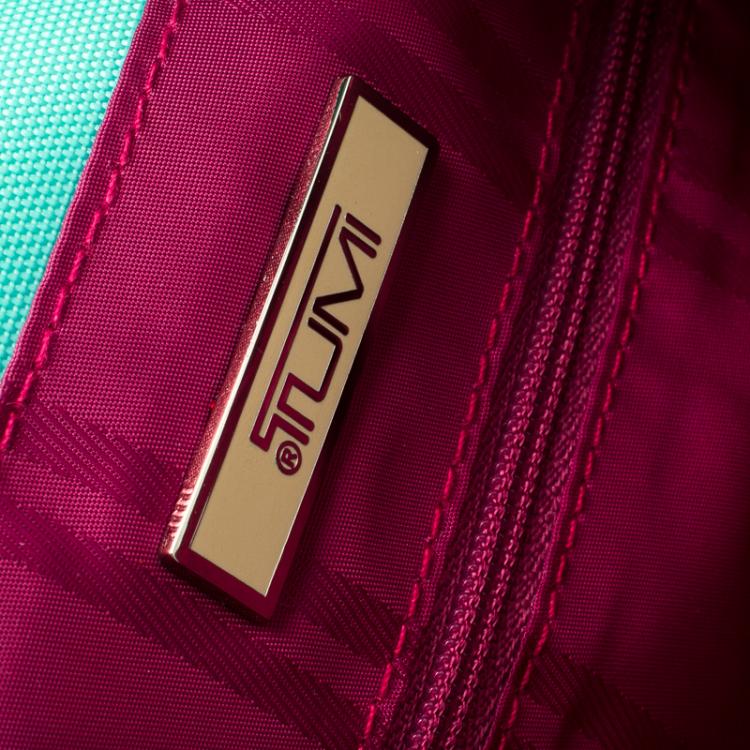 Pre Owned Tumi Mint Blue Nylon Crossbody Flap Bag
