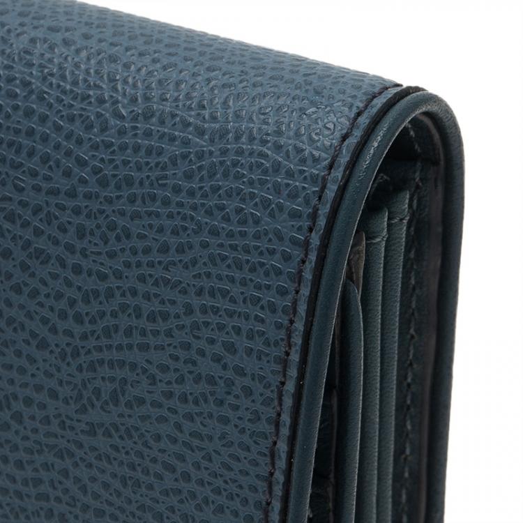 Pre Owned Tumi Blue Leather Buckle Detail Continental Wallet