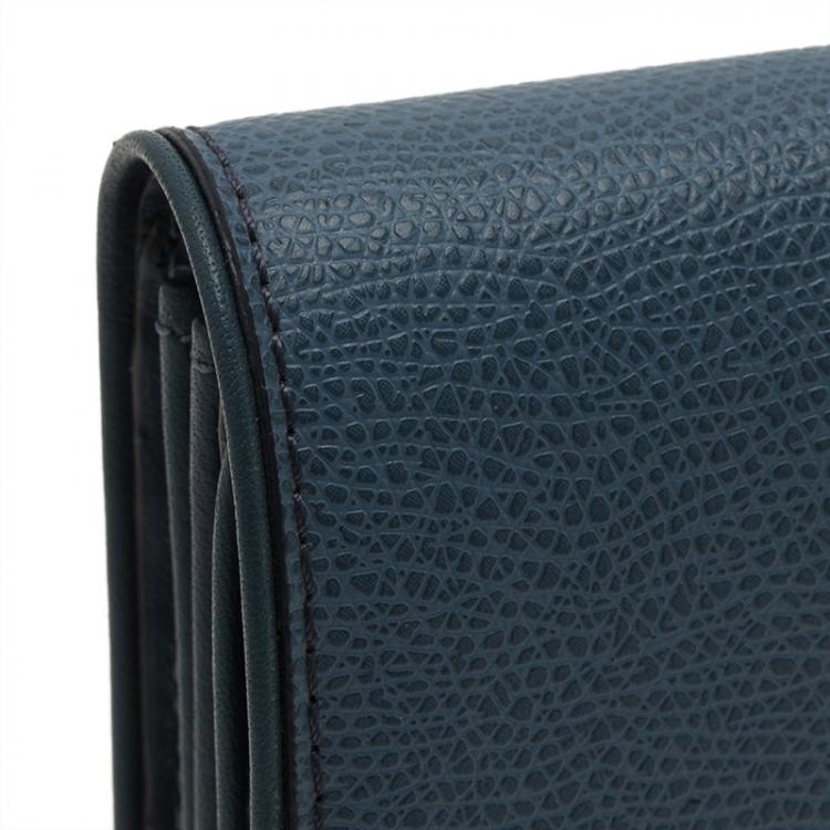 Pre Owned Tumi Blue Leather Buckle Detail Continental Wallet