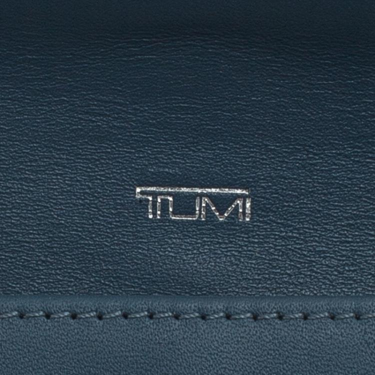 Pre Owned Tumi Blue Leather Buckle Detail Continental Wallet