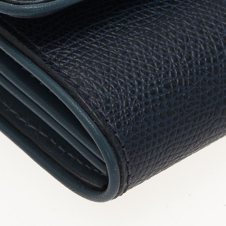 Pre Owned Tumi Blue Leather Buckle Detail Continental Wallet