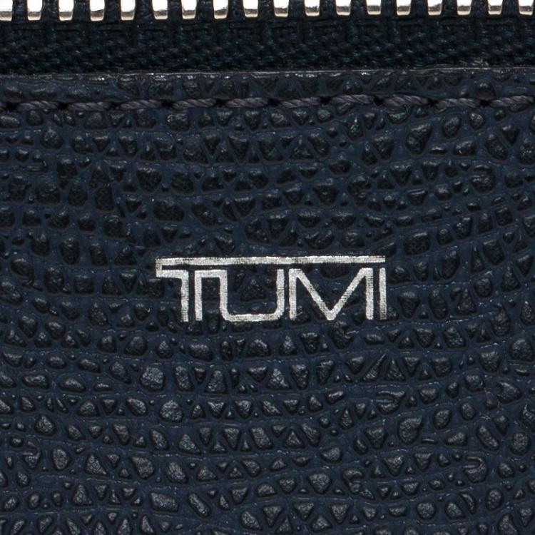 Pre Owned Tumi Blue Leather Buckle Detail Continental Wallet