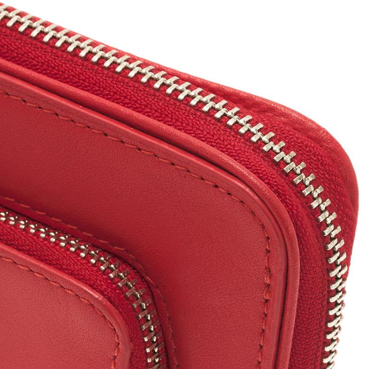 Pre Owned Tumi Red Leather Zip-Around Wallet 